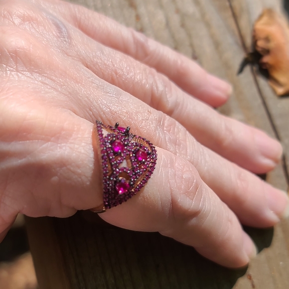 Ruby fleur-de-lis wrap ring sz 7.5 rose gold - Picture 8 of 8